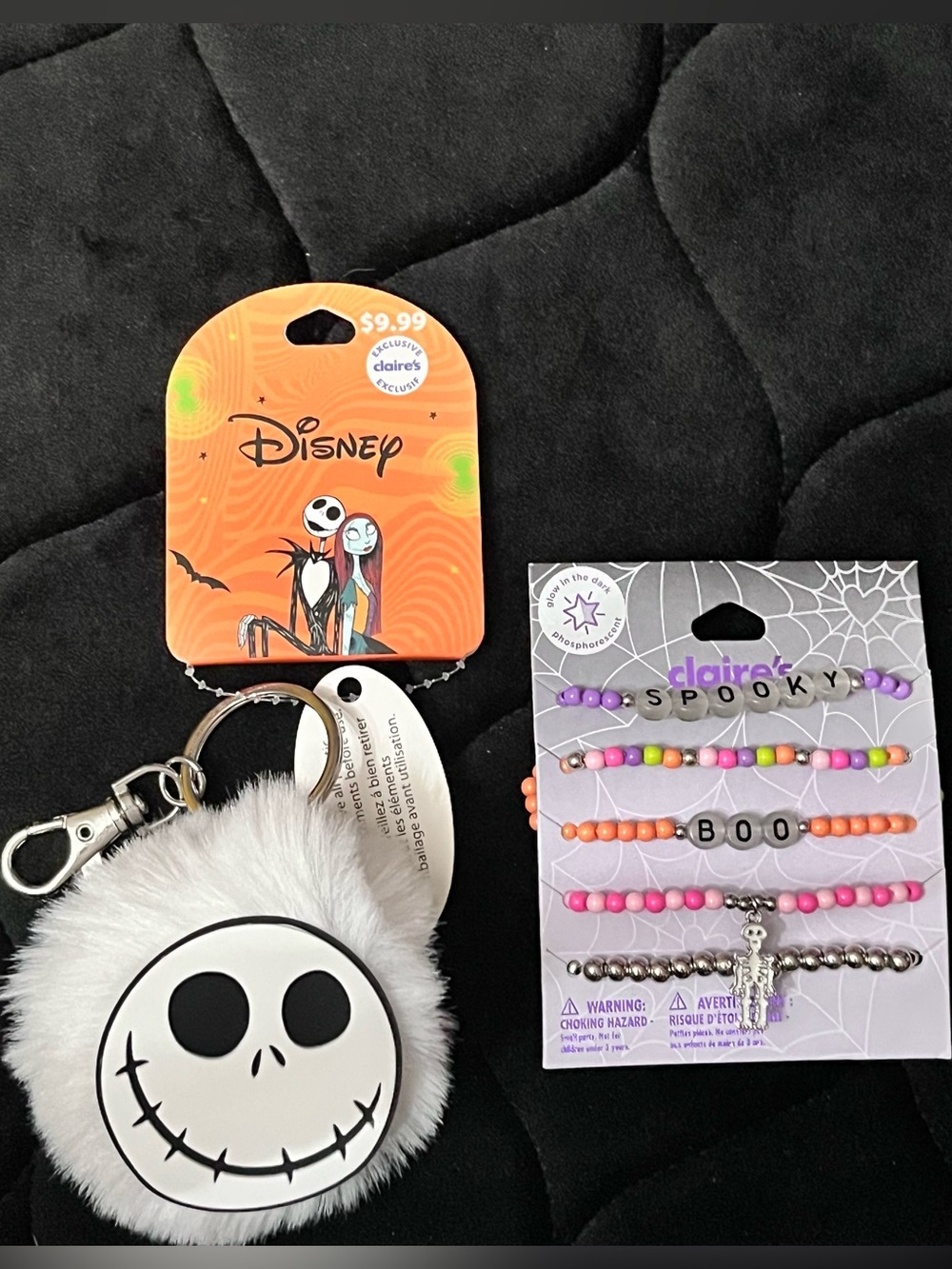 DISNEY x CLAIRE’S Halloween Bundle- Bag Charm/Keychain & Glow Stretch Bracelets